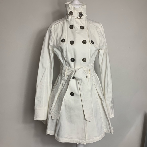 Jack Anthropologie White Belted Trench Jacket - Picture 4 of 8